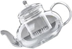 NUOBESTY 800ml Borosilicate Glass Teapot with Built-in Fine Mesh Strainer, Heat Resistant Steaming Tea Pot for Loose Leaf Brewing, Sturdy High Temperature Boiled Tea Kettle for Home by NUOBESTY