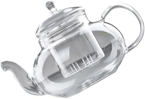 NUOBESTY 800ml Borosilicate Glass Teapot with Built-in Fine Mesh Strainer, Heat Resistant Steaming Tea Pot for Loose Leaf Brewing, Sturdy High Temperature Boiled Tea Kettle for Home by NUOBESTY