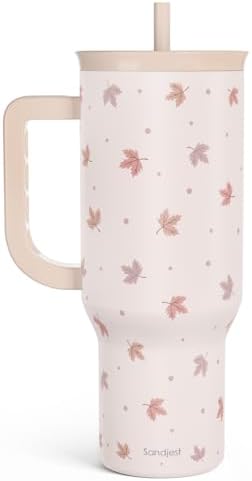 Fall Maple Leaf Stainless Steel Tumbler with Handle 40 Ounces Insulated, Travel Cup for Women Girls Friends Teens by SANDJEST