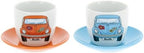BRISA VW Collection - Volkswagen Espresso Cups Coffee-Tea-Cappuccino Set in Beetle Design (Beetle Front/100ml/3.4 fl oz) (Set of 2 (light blue, orange)) - Image 6