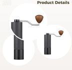 Manual Coffee Grinder, Hand Coffee Mill with 420 Stainless Steel CNC Core, 12 Adjustable Settings, Extended Wood Handle, Secure Handle Attachment, Aerospace Aluminum Body for Home, Travel, Camping - Image 2