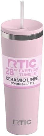 RTIC 28oz Everyday Tumbler, Insulated, Ceramic Lined, Pale Pink by RTIC