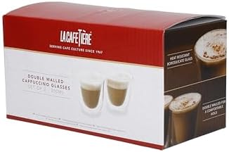 La Cafetière Double Walled Glass Cappuccino Mugs, Set of 2 Heat Resistant Glass Coffee Cups for Coffee, Cappuccino, Latte or Tea, 200ml, Clear - Image 4