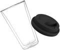 IMIKEYA Double Wall Glass Coffee Mug 350ml with Silicone Lid, Black by IMIKEYA