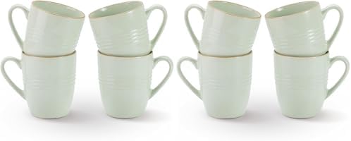 famiware Jupiter Coffee Mugs Set of 4, 14 OZ Coffee Mug, Microwave and Dishwasher Safe, Coffee Cups with Handle for Coffee, Tea, Cocoa, Milk, Light Green (Pack of 2) by Famiware