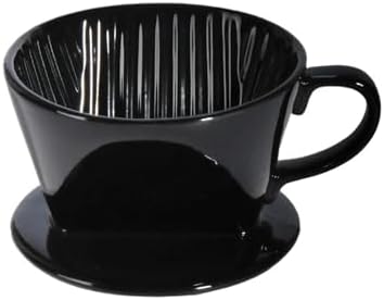 Coffee Dripper Ceramic Sector Drip Funnel Hand Brewed Filter Barista Pour Over Brewing Cup Black/White(Black 102 (2-4 Cups)) by Unknown