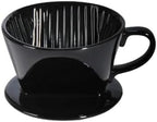 Coffee Dripper Ceramic Sector Drip Funnel Hand Brewed Filter Barista Pour Over Brewing Cup Black/White(Black 101 (1-2 Cups)) by Unknown
