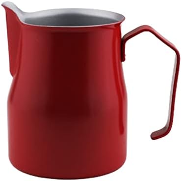 Milk Frothing Cup Stainless Steel Milk Frothing Pitcher Jug Cup Espresso Coffee Barista Craft Latte Cappuccino Cream Cup 350/500ML(Red,350ml) by Unknown