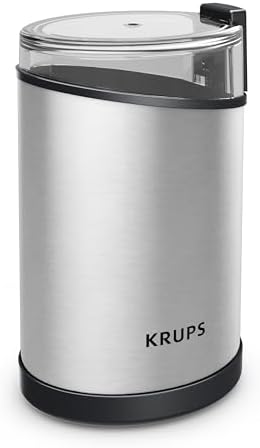 Krups Coffee Grinder, Fast-Touch, 3oz, 85g bean hopper - Easy to Use, One Touch Operation - 200 Watts - Espresso Grinder, Spice Grinder, 2 to 12 cup Coffee Bean Grinder, Silver by KRUPS