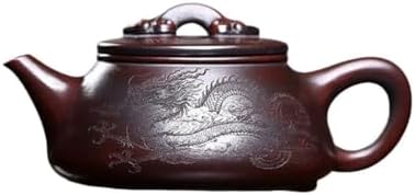 Tea Kettle Creative Hand-carved Red Sand Dragon And Tiger Leaping Stone Scoop Teapot For Home Use Ceramic Tea Infuser by Unknown