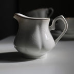 GuangYang 15-pcs Porcelain Tea sets for Adults, Off White Embossed Pattern with Gold Trim (A set Included 1 Teapot, 1 Sugar Bowl, 1 Cream Pitcher, 6 Cups and 6 Saucers) - Image 4