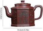 Tea Kettle Handmade Retro Kung Fu Tea Set Household Purple Clay Carved Hexagonal Palace Light Bulb Teapot Ceramic Tea Infuser - Image 2