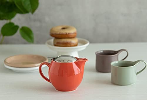 Zero Japan Bee House Round Teapot For One, 15 Oz - Ceramic Tea Pot with Stainless Steel Lid and Infuser, Smooth-Pour Spout, Diswasher and Microwave Safe Tea Pots (Carrot) - Image 2