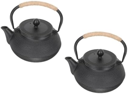 Mobestech 2pcs Japanese Cast Iron Teapot with Infuser Cast Iron Tea Pot for Home Use Retro Design Heat Retention Scald Handle for Loose Leaf Tea and Stovetop Brewing by Mobestech