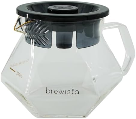 Brewista 300ml/10oz X Series Glass Coffee Carafe, Small Pour Over Glass Pot Server, 1-2 Cups, Polygonal Design for Improved Flavor, Heat Resistant Odorless Glass Pitcher by Brewista