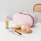 8-Piece Matcha Set - Portable Travel Tea Gift Box (Chawan, Bamboo Whisk, Chashaku, Sifter, Tea Caddy, Plate, Carry Bag) - Matcha Whisk Set (Orange) by Unknown