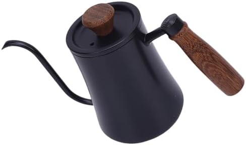 Walfront Gooseneck Coffee Kettle, 600ml 304 Stainless Steel Pour Over Kettle with Wood Handle, Long Spout, Measurement Marks, Precision Brewing Pot for Home Coffee Drip Brewing (Black) - Image 3