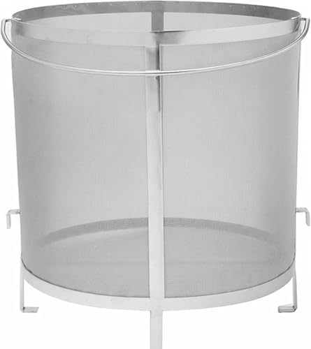 400 Micron Mesh Stainless Steel Hop Filter Barrel Strainer with Hook - Brewing Grain Basket for Homebrew Hops Wine,12.9x12.9 inch - Image 4