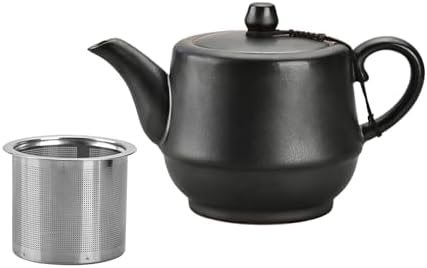 Rural Style Ceramic Teapot with Stainless Steel Infuser 16 OZ Black - Image 2