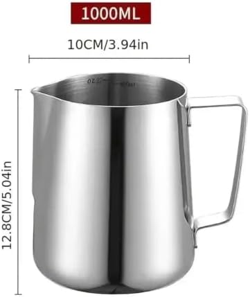 Milk Frother Cup Stainless Steel Stainless Steel Scale Milk Frothing Cup 350/900ml Pitcher Coffee Latte Art Jug for Barista Home Making(900ML silver) - Image 2