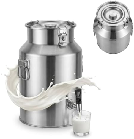 5.81 Gallon Stainless Steel Milk Can, Beverage Dispenser Tank with Spigot by Unknown