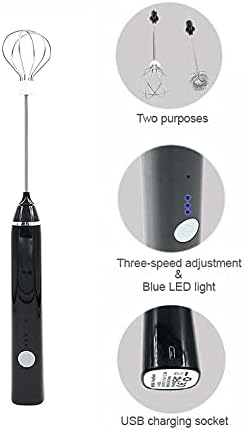 Stainless Steel Motor Milk Frother - Handheld Frother Whisk, Milk Foamer Frother, Mini Blender and Electric Mixer for Coffee, Frappe, Latte, Matcha (Color : Black) - Image 3