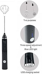 Stainless Steel Motor Milk Frother - Handheld Frother Whisk, Milk Foamer Frother, Mini Blender and Electric Mixer for Coffee, Frappe, Latte, Matcha (Color : Black) - Image 3