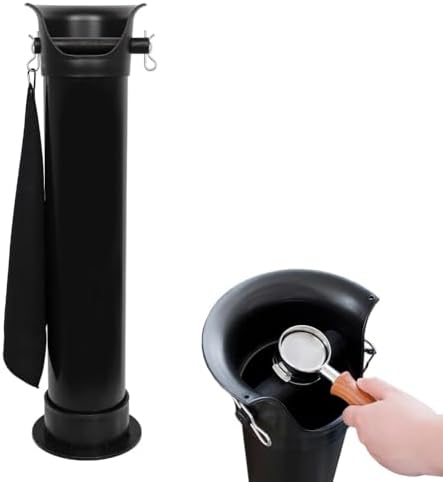watchget Commercial Espresso Knock Box - Floor Standing Coffee Ground Bin with Removable Bar, Non-Slip Base, Heavy-Duty Barista Dump Bin Includes 30 Garbage Bags, Black by watchget