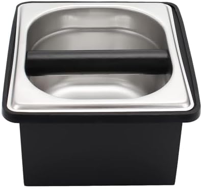 DIBTSA Espresso Knock Box,Stainless Steel Coffee Pucks Container, with Steel Holder and Noise Reduction Rubber Ring (7.28 x 6.8 x 4.25 inch) by DIBTSA