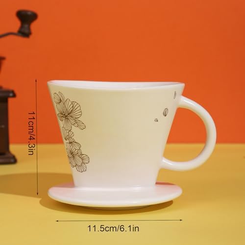 Ceramic Pour Over Coffee Maker Set, Includes Ceramic Coffee Dripper Brewer & 473ml Coffee Mug, For Coffee and Tea, Manual Single Cup Coffee Maker, Gift Idea - Image 2