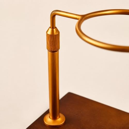 Coffee Dripper Stand Portable Hand Brewer Pour Over Coffee Maker Holder Wooden Alloy Base Suitable for Home, Gold - Image 2