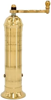 Alexander Home Original Greek Pepper Mill, 8-Inch Brass – European Manual Pepper Grinder Refillable by AlexanderHome