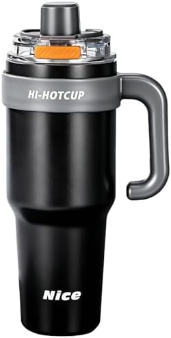 (Knight Black- ceramic inner+ Handle+independent tea utensil+3 drinking mode) 40oz Insulated Tumbler with Handle, 316 Stainless Steel Vacuum Travel Mug for Car Office Gym Outdoor by Unknown