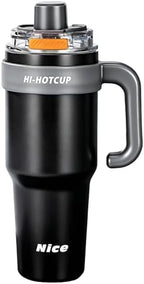 (Knight Black- ceramic inner+ Handle+independent tea utensil+3 drinking mode) 40oz Insulated Tumbler with Handle, 316 Stainless Steel Vacuum Travel Mug for Car Office Gym Outdoor by Unknown