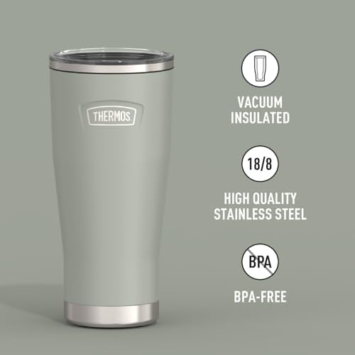 THERMOS Icon Series 24oz Stainless Steel Tumbler with Slide Lock Lid, Leakproof, Fits Cupholder, Dishwasher Safe, Griptec™ Non‑Slip Base, Keeps Drinks Hot 6 Hrs/Cold 22 Hrs, River Rock - Image 2