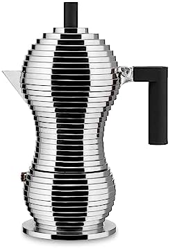 Alessi MDL02/6 B "Pulcina" Stove Top Espresso 6 Cup Coffee Maker in Aluminum Casting Handle And Knob in Pa, Black - Image 4