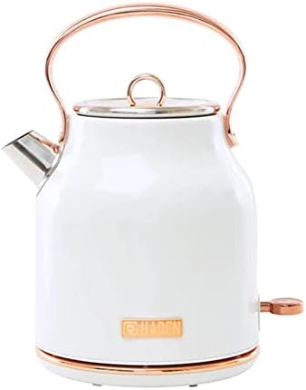 Haden Heritage 1.7 Liter Stainless Steel Electric Kettle, Hot Water Kettle with 360-Degree Base and Auto Shutoff, Ivory & Copper by Unknown
