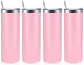 Volhoply 4 Pack Skinny Tumblers with Lid and Straw, 20oz Stainless Steel Straight Tumbler Bulk, Vacuum Insulated Coffee Mug for Home, Office, Travel, DIY (Pink,4 Pack) by LiveFully%EF%BC%8CDrinkFreely%E2%80%94KeepGoingwithVolhoply%EF%BC%81