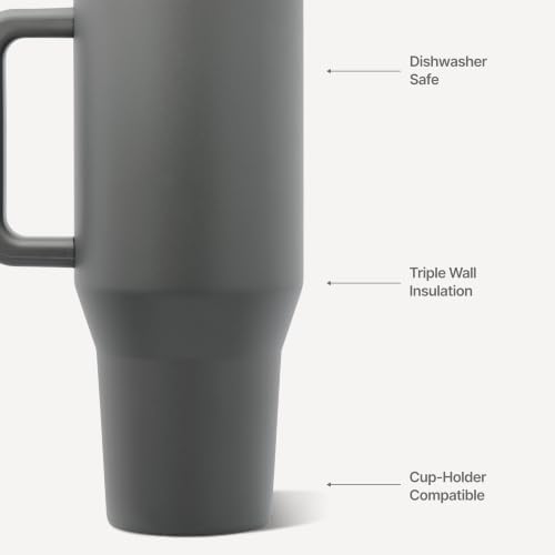 HydroJug Traveler 40oz, Insulated Tumbler with Handle & Straw, Stone - Image 3