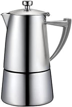 CUISINOX Roma Satin Stainless Steel Moka Pot Stovetop Espresso Maker, 6-Cup by Cuisinox