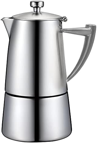 CUISINOX Roma Satin Stainless Steel Moka Pot Stovetop Espresso Maker, 6-Cup by Cuisinox