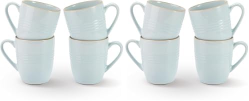 famiware Jupiter Coffee Mugs Set of 4, 14 OZ Coffee Mug, Microwave and Dishwasher Safe, Coffee Cups with Handle for Coffee, Tea, Cocoa, Milk, Light Blue (Pack of 2) by Famiware