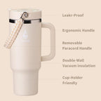 Farsea 40oz Insulated Stainless Steel Travel Tumbler with Handle & Straw - Image 3