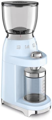 SMEG CGF11 Retro-Style Coffee Grinder – Burr Mill with 30 Grind Settings, Stainless Steel Conical Burrs, Removable Hopper – Precision Countertop Grinder for Espresso, Drip, French Press-Pastel Blue - Image 3