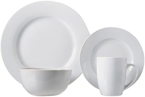 Amazon Basics 16-Piece Porcelain Dinnerware Set, Microwave and Dishwasher Safe, Service for 4, Plates, Bowls and Mugs, White - Image 5