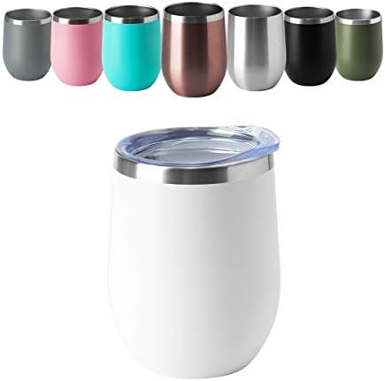 HASLE OUTFITTERS 12oz Wine Tumbler with Lid Stemless Wine Glasses Double Wall Vacuum Travel Mugs stainless steel Coffee Cup for Cold & Hot Drinks Wine Coffee Cocktails Beer 6 Pack White - Image 2