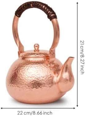 kowaku Copper Kettle Teapot Water Boiler Pitcher With Compact Rounded Form And Secure Handle Thickened Copper Alloy For Efficient Suitable for stovetop use teatime kitchen counter 1.3L - Image 6