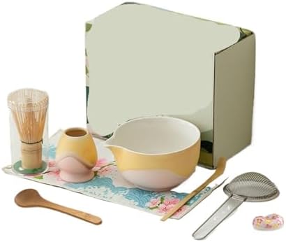 Artistic Kiln Set 8pc Matcha Color Matte Bowl 100Prong Chasen Whisk Brush Tools Tea Ceremony Kit(8pcs pink) by Unknown