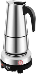 Coffee Pot with Electric Stove, Stainless Steel Moka Espresso Pot Maker, Induction Italian Coffee Machine for Offices, Restaurants, Lounge Bars, Cafes (300, Milliliters) by Unknown