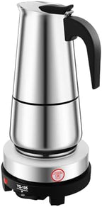 Coffee Pot with Electric Stove, Stainless Steel Moka Espresso Pot Maker, Induction Italian Coffee Machine for Offices, Restaurants, Lounge Bars, Cafes (300, Milliliters) by Unknown